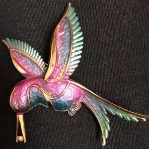 Hummingbird Enamel Pin Brooch Vintage GORGEOUS!